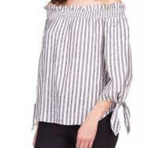 Michael Michael Kors off the shoulder orange tie cuff sleeve pullover top Size L - Picture 1 of 9